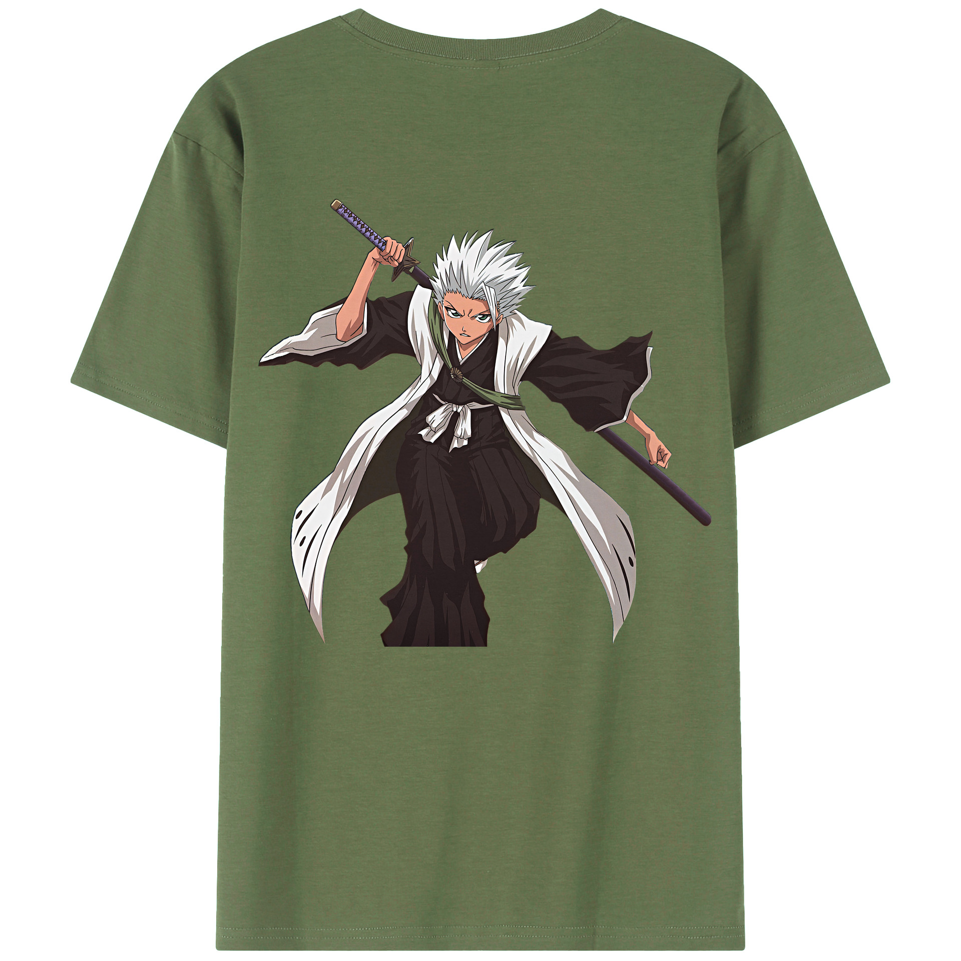 （画像用） ブリーチ 日番谷冬獅郎（ひつがや とうしろう） BLEACH Hitsugaya Toushirou 綿100％ メンズ半袖Tシャツ（バックプリント） 通気性